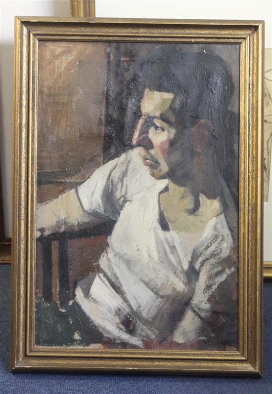 § Ken Howard R.A. (b.1932) Portrait of marine David Steele, painted by the artist when serving in the Royal Marines 18 x 12in.